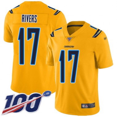 Los Angeles Chargers NFL Football Philip Rivers Gold Jersey Men Limited  #17 100th Season Inverted Legend->youth nfl jersey->Youth Jersey
